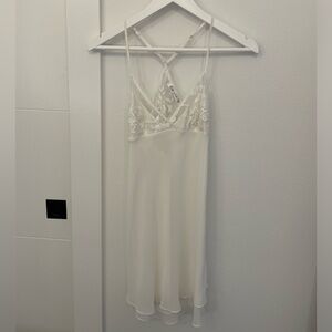 white lace slip dress